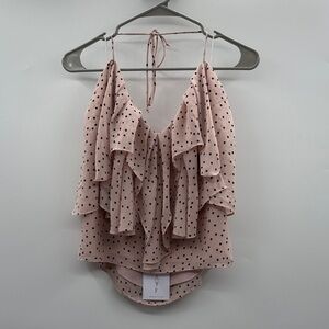 Wayf Blush and Black‎ Polka Dot Blouse